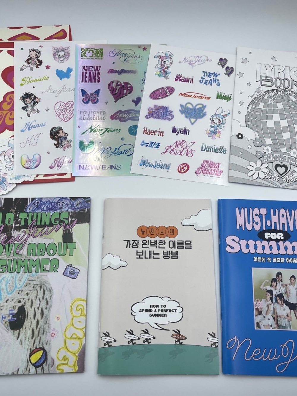 NEW lot of 5 New Jeans Summer Fanbook Booklet Set + 3 Sticker Sheets K-Pop
